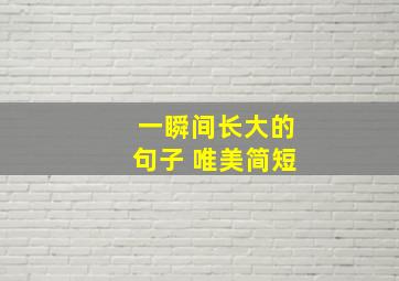 一瞬间长大的句子 唯美简短